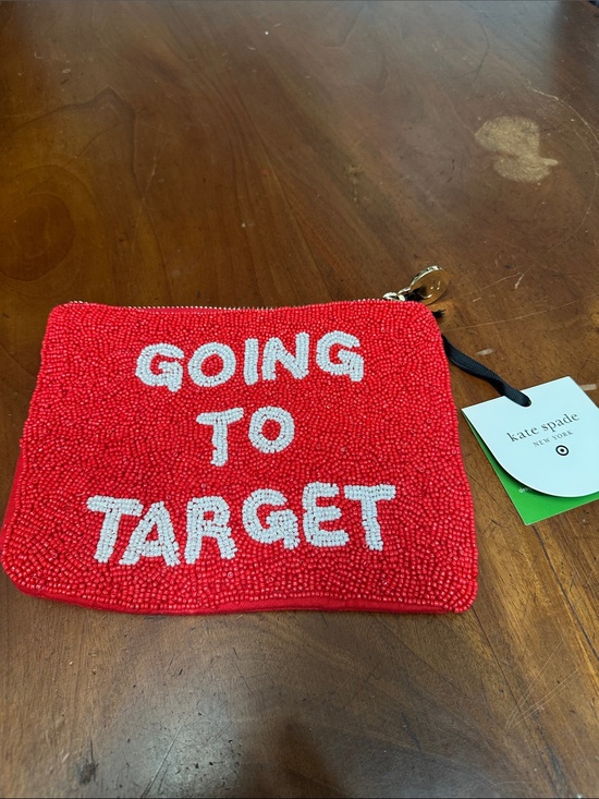 kate spade Handbags - kate spade red beaded 'GOING TO TARGET' pouch wristlet